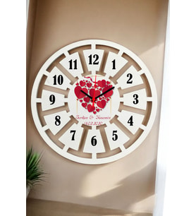 Sevgiliye Hediye Duvar Saati 40cm 009 (Beyaz)