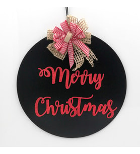 Lora Davet Ahşap Kapı Süsü Merry Chistmas (1 Adet) Siyah - 54300