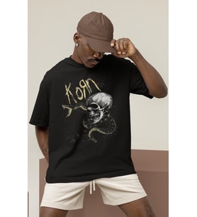 Tasarım Korn Rock Metal Müzik Grubu Baskılı Unisex Oversize Tişört