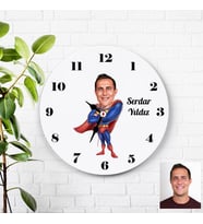 Karikatürlü Süper Adam Kişiye Özel Duvar Saati