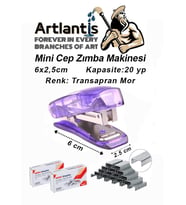 Mini Cep Zımba Makinesi 24/6 Mor Std S3T 1 Adet Noki 24/6 Zımba Teli 2 Paket Öğrenci Okul Büro