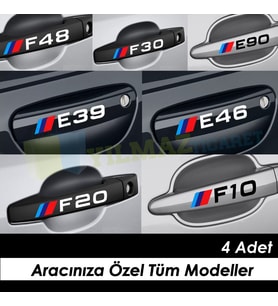 Bmw M Logo Kapı Kolu Oto Sticker Etiket Yapıştırma E46 E90 E60 E39 E36 F30 F10 E70 ( 10 x 1,7 Cm Ölçü )