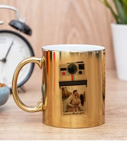 Kişye Özel Polaroid Tasarım Fotoğraflı Gold Kupa Bardak