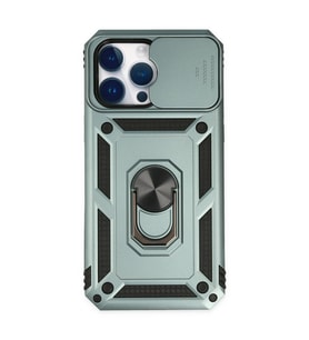 Iphone 14 Pro Kılıf Pars Lens Yüzüklü Silikon - Yeşil