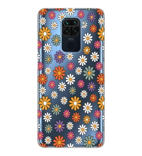 Xiaomi Redmi Note 9 Uyumlu Çiçek Desenli Şeffaf Telefon Kılıfı