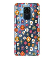 Xiaomi Redmi Note 9 Uyumlu Çiçek Desenli Şeffaf Telefon Kılıfı