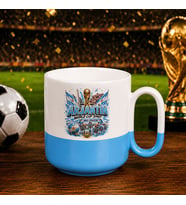 BK Gift Arjantin Taraftar Temalı Dünya Futbol Kupası Tasarımlı Mavi Joyful Kupa Bardak