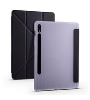 Samsung Galaxy Tab S7 T870 T875 T877 Kılıf Kalem Bölmeli Trifolding Case (Siyah)