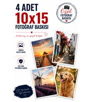 4 Adet 10x15 Fotoğraf Baskısı , Kendin Tasarla Baskı - Kişiye Özel Fotoğraf, Poster Baskı - 250 GSM Fotoğraf Kağıdına Baskı
