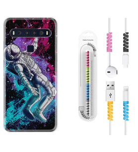 TCL 10L 10 Plus 10SE 20E 20SE 30SE L7 Kılıf Kablo Koruma Spiral Silikon Astronot Signs 1753