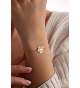 Kişiye Özel Şık Güneş Model Bileklik 925K Gümüş (Gold)