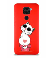 Xiaomi Redmi Note 9 Soft Premier Kapak Coolcat Tasarımlı Silikon Kılıf - Kırmızı (Şeffaf)