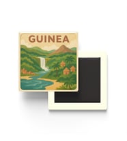 Gine - Guinea - Paper Cut Art - Baskılı Buzdolap Magneti Kare - 9x9 cm