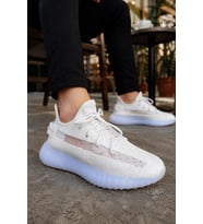 Morven Erkek , Kadın Triko Sneaker Ayakkabı – Günlük Bağcıklı Hafif Spor Modeli - Beyaz