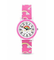 Kız Çocuk Pembe Silikon Kordon Analog Kol Saati Gökkuşağı Desenli ST-304430