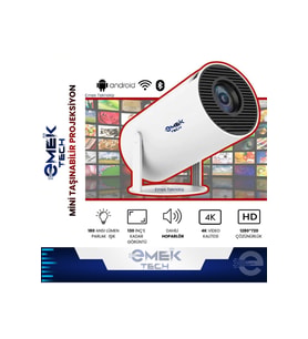 130 inç HD Akıllı Projeksiyon Cihazı WiFi Bluetooth 180 ANSI Lümen