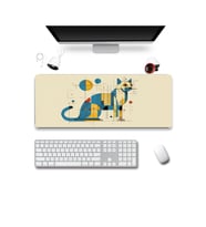 SonicTouch Klavye Mousepad 32x70cm Dikişsiz Pürüzsüz Sıvı Geçirmez Kaymaz Taban Kübik Kedi