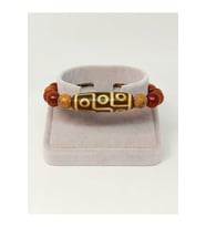 Tibet Akik & Jasper Taşlı Dokuz Göz Sembollü Unisex Ahşap Bileklik 8mm
