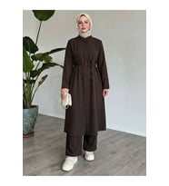 Hakim Yaka Uzun Pantolonlu Takım-Bordo (KAHVE)