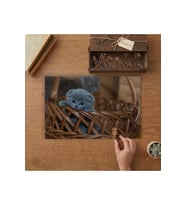 Sepette Sevimli Yavru Gri Kedicik Tasarımı 240 parça Ahşap Puzzle Ahşap Kutuda MP04552