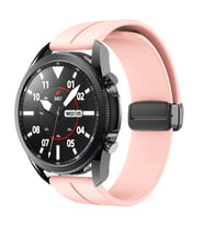 Samsung Galaxy Watch 3 45mm Gear S3 46mm Kordon Magnetli Ayarlanır Silikon Kordo (Pembe)