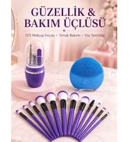 Kadın Makyaj Ve Kişisel Bakım Seti 12 Parça Makyaj Fırçası Silikon Yüz Temizleyici Manikür Pedikür Tırnak Seti