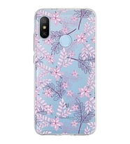 Xiaomi Mi A2 Lite Uyumlu Kapak Floral Pudra Tasarımlı Şeffaf Silikon Kılıf