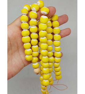 Sarı Renk Sırlı Seramik Boncuk Dizi 10-12mm/23cm (54150)