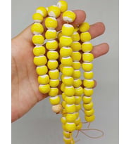 Sarı Renk Sırlı Seramik Boncuk Dizi 10-12mm/23cm (54150)