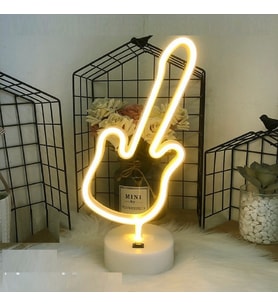 Livava Gitar Neon Lamba, Sarı, 31x15