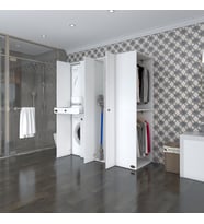 Kenzlife çamaşır-kurutma makinesi dolabı ve giysi dolabı çekmeceli eşarimdf sağ byz 187*160*60  % 100 FULL MDF (Beyaz)