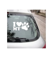 Kedi Köpek Pet Araba oto Sticker Pati Resmi Beyaz Renk