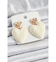 Krem Kalp Figürlü Hasır Örgü Model Gold Renk Kadın Küpe 5886 - EEEEEE2955-5833