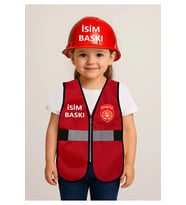 İTFAİYE LOGOLU YELEK VE BARET SETİ (Kırmızı)