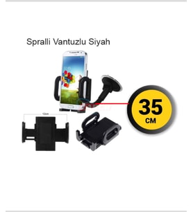Oto Telefon Tutucu Spralli Vantuslu Siyah 35CM