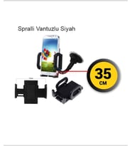 Oto Telefon Tutucu Spralli Vantuslu Siyah 35CM