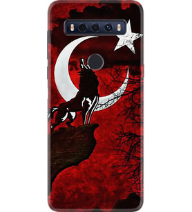 TCL 10 SE Kılıf Resimli Silikon Kılıf Wolf and Moon 2 1381