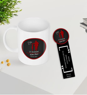 BK Gift Kişiye Özel İsimli Öğretmenler Günü Tasarımlı Kupa Bardak ve Ahşap Kitap Ayracı Hediye Seti -6, Öğretmene Hediye, Öğretmenler Günü