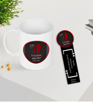 BK Gift Kişiye Özel İsimli Öğretmenler Günü Tasarımlı Kupa Bardak ve Ahşap Kitap Ayracı Hediye Seti -6, Öğretmene Hediye, Öğretmenler Günü