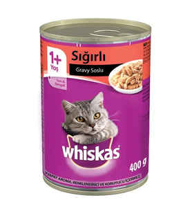 Whiskas Sığır Etli Konserve Yetişkin Kedi Yaş Maması 12 x 400 Gr.