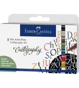 Faber-Castell Pitt Kaligrafi Çizim Kalemi Seti 8’Li, 2 Mm Kesik Uç, Kalıcı Hint Mürekkebi, Solmaya D (Standart)