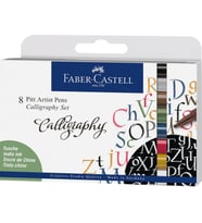 Faber-Castell Pitt Kaligrafi Çizim Kalemi Seti 8’Li, 2 Mm Kesik Uç, Kalıcı Hint Mürekkebi, Solmaya D (Standart)