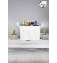%100 Pamuk Beyaz Kadife Sepet 14x24x18 (Standart)
