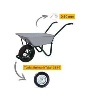 Troyka Galvanizli Demonte El Arabası 0.60 mm Sac Tüplas Rulmanlı Teker