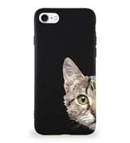 Apple iPhone 7 Soft Premier Kapak Catface Tasarımlı Silikon Kılıf - Siyah (Şeffaf)