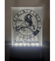 Aslan Burcu Kişiye Özel Isimli Dekoratif Led Lamba - Kablolu Adaptörlü - Beyaz Işıklı