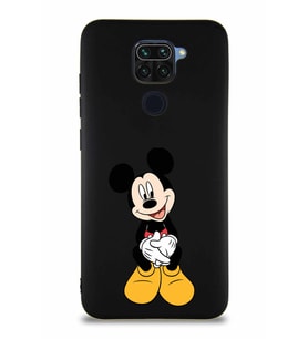 Xiaomi Redmi Note 9 Soft Premier Kapak Mickey Mouse-A Tasarımlı Silikon Kılıf - Siyah (Şeffaf)