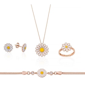 Gümüş Pazarım Papatya Motifli Dörtlü Gümüş set (Rose)