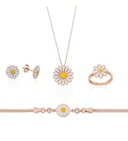 Gümüş Pazarım Papatya Motifli Dörtlü Gümüş set (Rose)