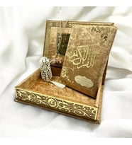 İsme Özel Gold Kadife Kaplı Kutulu Kuranı Kerim Seti